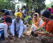Sikhs planting trees