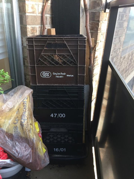 Stack of composting crates