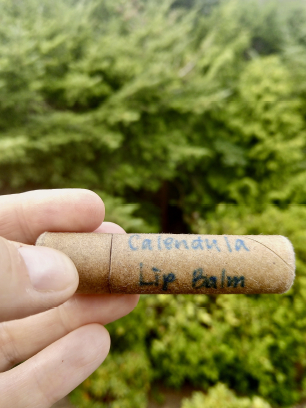 Lip balm in a compostable paper container