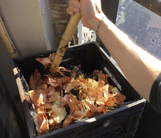 Stirring the compost